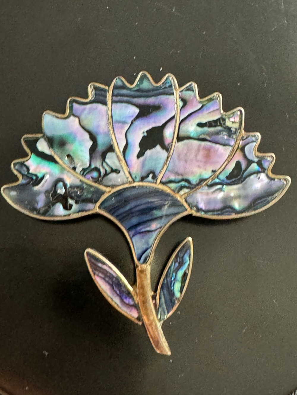 Vintage Taxco Sterling Silver Abalone Flower Brooch TR-18 Mexico 2.5”